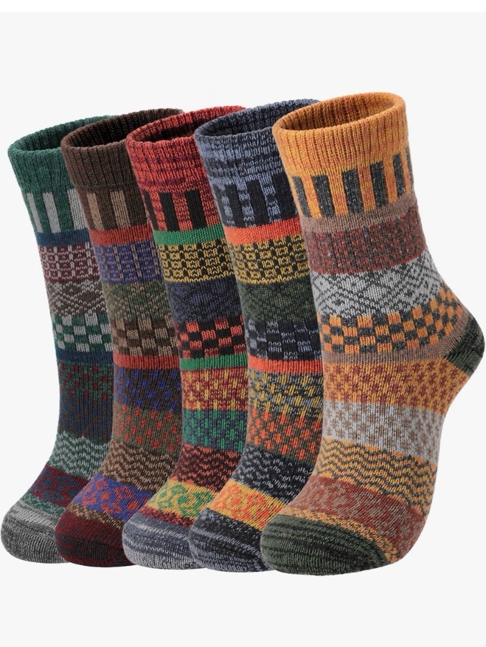 Mens Women Merino Wool Socks, 5 Pairs